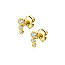 7mm ZINZI Gold 14 krt gouden oorstekers bezet met een rij aan ronde witte zirkonia's ZGO556