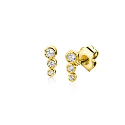 7mm ZINZI Gold 14 krt gouden oorstekers bezet met een rij aan ronde witte zirkonia's ZGO556
