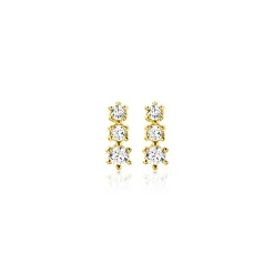 6,5mm ZINZI Gold 14 krt gouden oorstekers bezet met een rij aan witte zirkonia's ZGO543