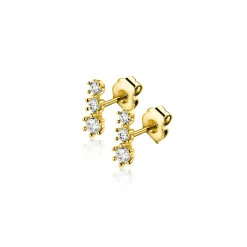 6,5mm ZINZI Gold 14 krt gouden oorstekers bezet met een rij aan witte zirkonia's ZGO543
