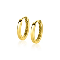 15mm ZINZI Gold 14 krt gouden ovale oorringen met luxe klapsluiting 15mm x 2mm vierkante buis ZGO322