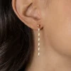 47mm ZINZI gold plated zilveren oorstekers met glinsterende pijlvormige schakels ZIO2414G