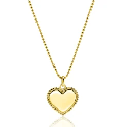 21mm ZINZI gold plated zilveren hanger hart met parelrand voor gravure ZIH2653G (zonder collier)
