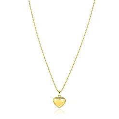18mm ZINZI gold plated zilveren hanger hart met parelrand voor gravure ZIH2652G (zonder collier)