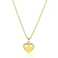 18mm ZINZI gold plated zilveren hanger hart met parelrand voor gravure ZIH2652G (zonder collier)