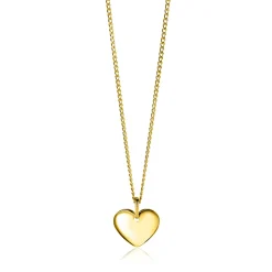 15mm ZINZI gold plated zilveren hanger glad hart voor gravure ZIH2346G15 (zonder collier)