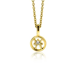 9mm ZINZI gold plated zilveren Vis sterrenbeeldhanger bezet met witte zirconia ZIHY-VIS (zonder collier)