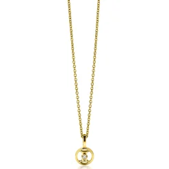 9mm ZINZI gold plated zilveren Tweelingen sterrenbeeldhanger bezet met witte zirconia ZIHY-TWE (zonder collier)