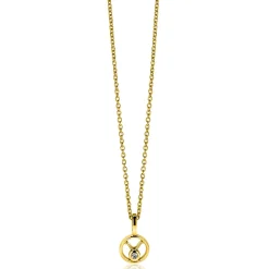 9mm ZINZI gold plated zilveren Stier sterrenbeeldhanger bezet met witte zirconia ZIHY-STI (zonder collier)