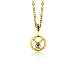 9mm ZINZI gold plated zilveren Stier sterrenbeeldhanger bezet met witte zirconia ZIHY-STI (zonder collier)