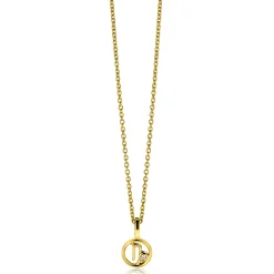 9mm ZINZI gold plated zilveren Steenbok sterrenbeeldhanger bezet met witte zirconia ZIHY-STE (zonder collier)