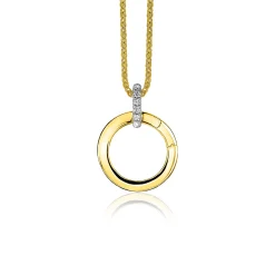 17mm ZINZI gold plated zilveren ronde hanger met sluitring ZIH2060Y (zonder collier)