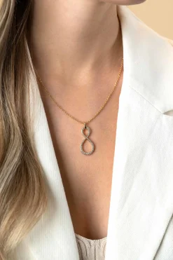 35mm ZINZI gold plated zilveren hanger Infinity bezet met witte zirconia's ZIH2570Y (zonder collier)