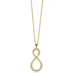 35mm ZINZI gold plated zilveren hanger Infinity bezet met witte zirconia's ZIH2570Y (zonder collier)