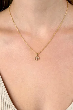 9mm ZINZI gold plated zilveren Ram sterrenbeeldhanger bezet met witte zirconia ZIHY-RAM (zonder collier)