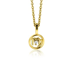 9mm ZINZI gold plated zilveren Maagd sterrenbeeldhanger bezet met witte zirconia ZIHY-MAA (zonder collier)