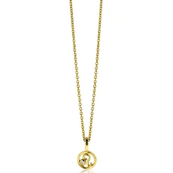 9mm ZINZI gold plated zilveren Leeuw sterrenbeeldhanger bezet met witte zirconia ZIHY-LEE (zonder collier)