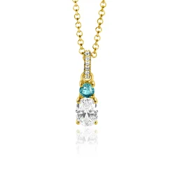 19mm ZINZI gold plated zilveren hanger blauw wit met luxe hangoog ZIH2438 (zonder collier)