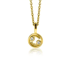 9mm ZINZI gold plated zilveren Kreeft sterrenbeeldhanger bezet met witte zirconia ZIHY-KRE (zonder collier)