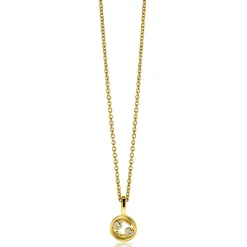 9mm ZINZI gold plated zilveren Kreeft sterrenbeeldhanger bezet met witte zirconia ZIHY-KRE (zonder collier)