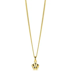16mm ZINZI gold plated zilveren bloem hanger, bezet met witte zirconia ZIH2620 (zonder collier)
