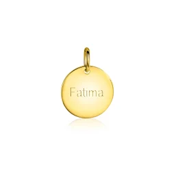 15mm ZINZI gold plated zilveren hanger glad rond plaatje voor gravure ZIH2345G15 (zonder collier)