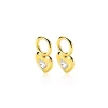 7mm ZINZI gold plated zilveren oorbedels met een glad hartje, bezet met een hartvormige witte zirkonia ZICH2886Y (zonder oorringen)