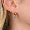 6mm ZINZI goldplated zilveren oorbedels met baguette-geslepen zirkonia in achthoekige zetting ZICH2826 (zonder oorringen)