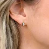 7mm ZINZI gold plated zilveren oorstekers met rechthoekige gladde kastzetting bezet met een witte zirkonia ZIO2899