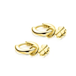 6mm ZINZI gold plated zilveren oorbedels in gladde klaver vier vorm ZICH2884G (zonder oorringen)