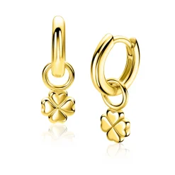 6mm ZINZI gold plated zilveren oorbedels in gladde klaver vier vorm ZICH2884G (zonder oorringen)