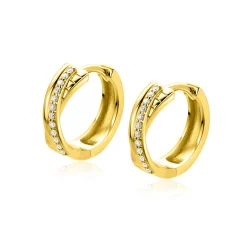 16,5mm ZINZI goldplated zilveren cross-over oorringen met luxe scharniersluiting 5mm breed ZIO2801