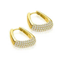 21mm ZINZI goldplated zilveren oorringen glad in een trendy tasvorm, sierlijk bezet met witte zirkonia's en luxe klapsluiting ZIO2806Y