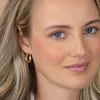 21mm ZINZI goldplated zilveren oorringen glad in een trendy tasvorm met luxe klapsluiting ZIO2805G