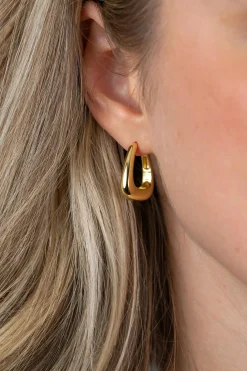 21mm ZINZI goldplated zilveren oorringen glad in een trendy tasvorm met luxe klapsluiting ZIO2805G