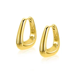 21mm ZINZI goldplated zilveren oorringen glad in een trendy tasvorm met luxe klapsluiting ZIO2805G