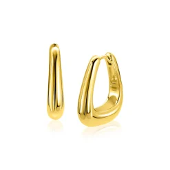 21mm ZINZI goldplated zilveren oorringen glad in een trendy tasvorm met luxe klapsluiting ZIO2805G