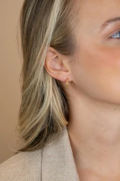 15mm ZINZI goldplated zilveren oorringen met fantasie schakels, 3mm buisdikte en luxe klapsluiting ZIO2802