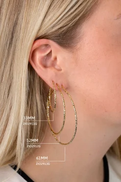 61mm ZINZI gold plated zilveren extra grote oorringen met gefacetteerde buis en handige bovensluiting ZIO2913G