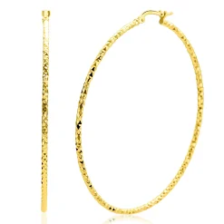 61mm ZINZI gold plated zilveren extra grote oorringen met gefacetteerde buis en handige bovensluiting ZIO2913G