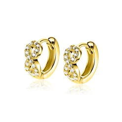 12,5mm ZINZI goldplated zilveren oorringen met Infinity-symbool bezet met zirkonia’s en luxe klapsluiting ZIO2790Y