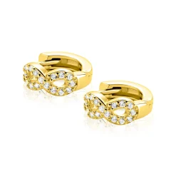 12,5mm ZINZI goldplated zilveren oorringen met Infinity-symbool bezet met zirkonia’s en luxe klapsluiting ZIO2790Y