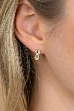 12,5mm ZINZI goldplated zilveren oorringen met Infinity-symbool bezet met zirkonia’s en luxe klapsluiting ZIO2790Y