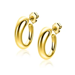 21mm ZINZI goldplated zilveren oorringen met een bolle aflopende vorm en met poussette ZIO2788G