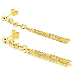 55mm ZINZI goldplated zilveren oorstekers met grove schakels en fijne kettinkjes ZIO2781G