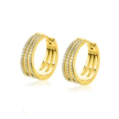 18mm ZINZI goldplated zilveren multi-look oorringen met luxe scharniersluiting 7mm breed ZIO2727YL