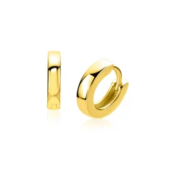 13,5mm ZINZI gold plated zilveren oorringen met vierkante gladde buis 3mm, luxe klapsluiting ZIO2861G