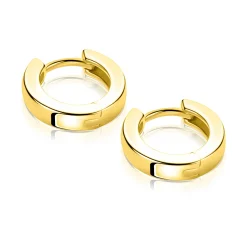 13,5mm ZINZI gold plated zilveren oorringen met vierkante gladde buis 3mm, luxe klapsluiting ZIO2861G
