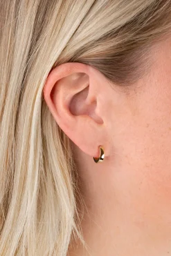11,5mm ZINZI gold plated zilveren oorringen met vierkante gladde buis 3mm, luxe klapsluiting ZIO2860G