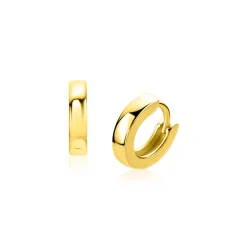 11,5mm ZINZI gold plated zilveren oorringen met vierkante gladde buis 3mm, luxe klapsluiting ZIO2860G